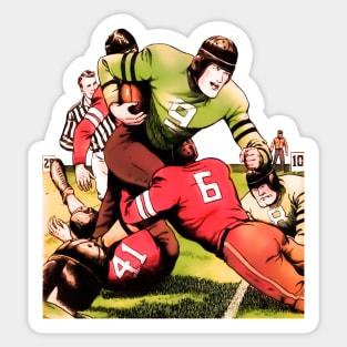 Tackle American Football Sport Players Athletes Muscles Vintage Retro Comic Cartoon Book Sticker